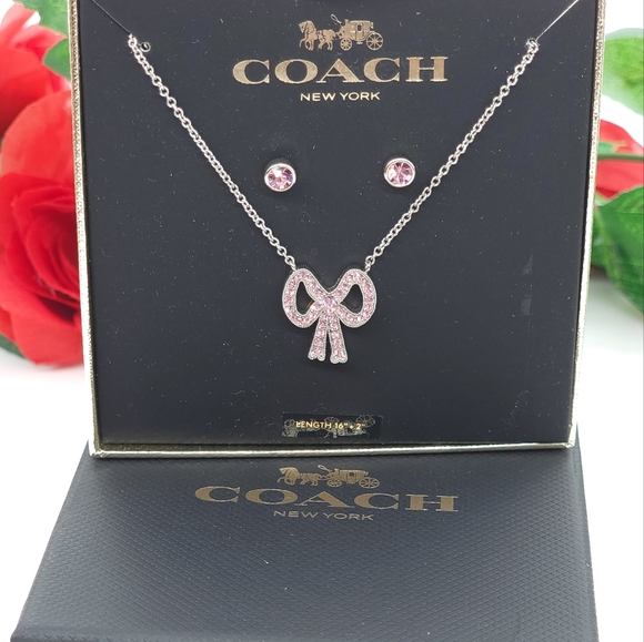 Coach Bowtie Necklace & Earring SET - Picture 2 of 5